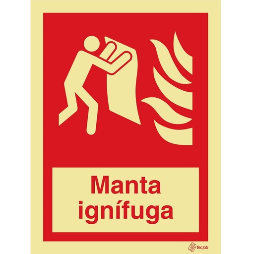 [I0243A] SINAL FOTOLUMINESCENTE MANTA IGNÍFUGA 100x150mm