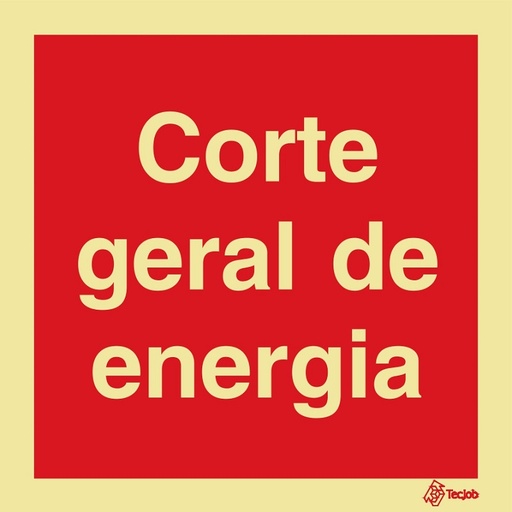 [I0518B] SINAL FOTOLUMINESCENTE CORTE GERAL ENERGIA 150x150mm