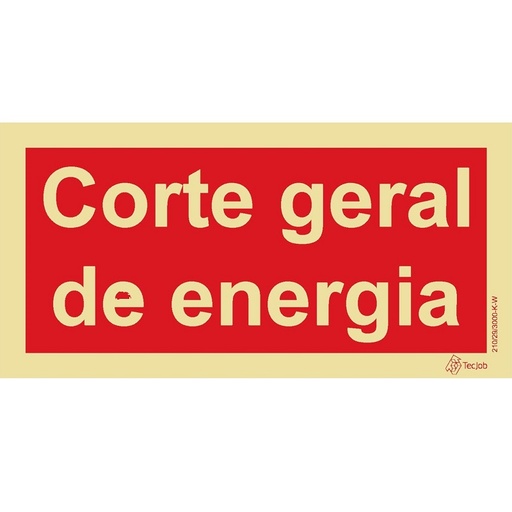 [I0611A] SINAL FOTOLUMINESCENTE CORTE GERAL ENERGIA 200x100mm