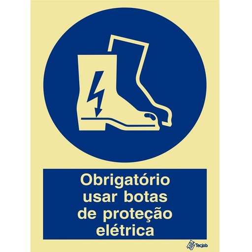 [OB0052A] SINAL PVC OPACO OBRIGATÓRIO USAR BOTAS PROTEÇÃO COM TEXTO 150x200mm