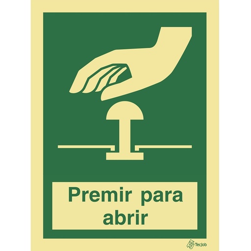 [E0426A] SINAL FOTOLUMINESCENTE PREMIR PARA ABRIR 150x200mm