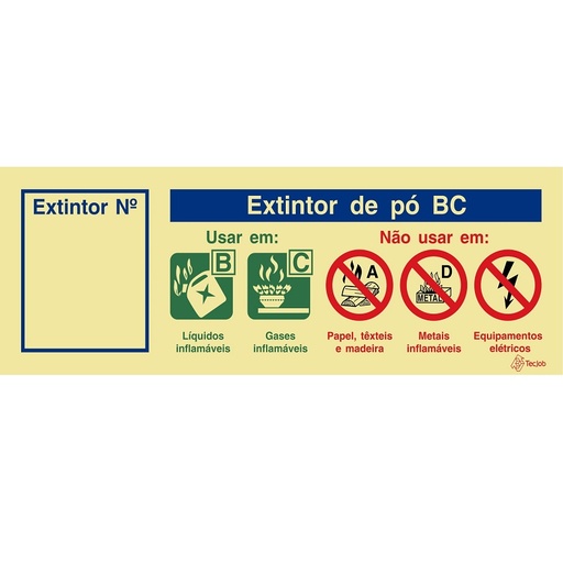 [I0164A] SINAL FOTOLUMINESCENTE AGENTE PÓ BC 240x85mm