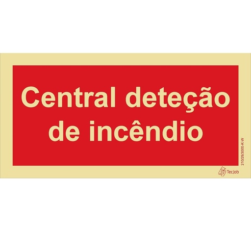 [I0635A] SINAL FOTOLUMINESCENTE CENTRAL DETEÇÃO DE INCÊNDIO 200x100mm