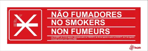 [IN1932A] SINAL PVC OPACO NÃO FUMADORES 160x55mm