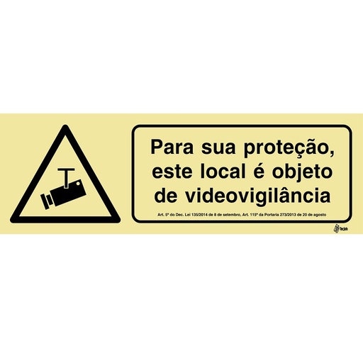 [IN1995A] SINAL PVC OPACO CCTV PROTEÇÃO 300x100mm