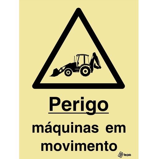 [IS0230A] SINAL FOTOLUMINESCENTE PERIGO MÁQUINAS EM MOVIMENTO 150x200mm