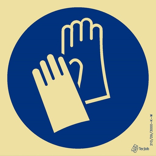 [OB0018A] SINAL PVC OPACO OBRIGATÓRIO LUVAS 150x150mm