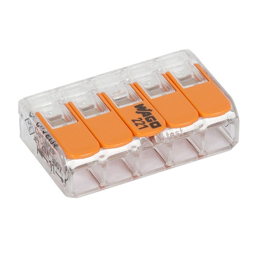 [DPE42115_25] 25x LIGADOR RÁPIDO WAGO 221-415 COMPACT MÁXIMO 4mm2 5 FIOS