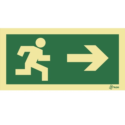 [E0068A] SINAL FOTOLUMINESCENTE EVACUAÇÃO SAÍDA DIREITA 200x100mm