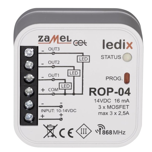 [ZMROP04] RECEPTOR RADIO 3 CANAIS 10-14Vdc PARA CAIXA APARELHAGEM