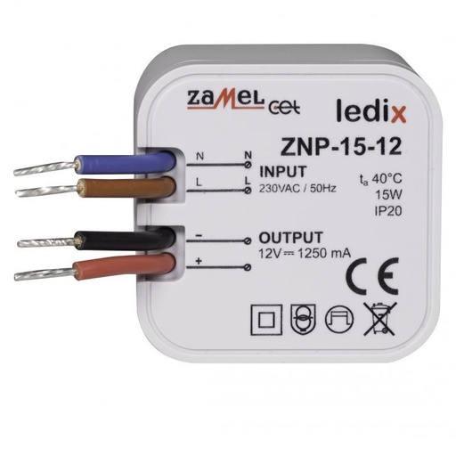 [ZMZNP1512] FONTE ALIMENTAÇÃO LED 12Vdc 15W PARA CAIXA APARELHAGEM