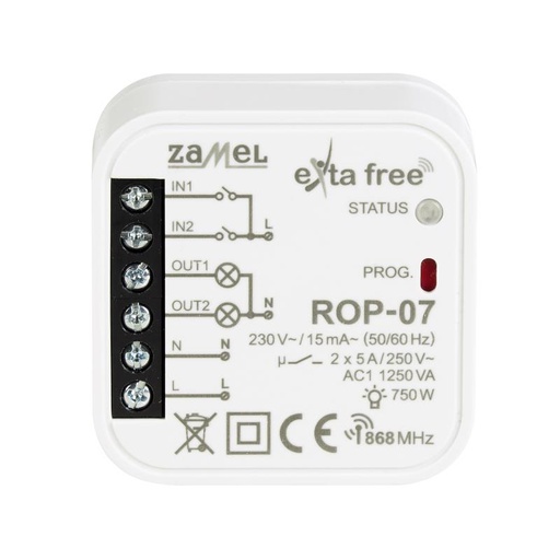 [ZMROP07] RECEPTOR 2 CANALES (PARA USO CON INTERRUPTOR) EXTA FREE