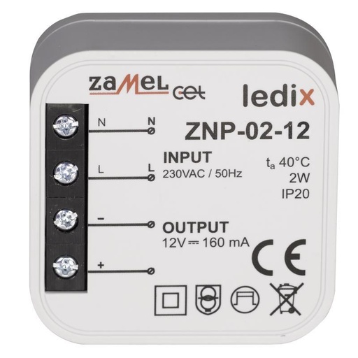 [ZMZNP0212] FONTE ALIMENTAÇÃO LED 12Vdc 2W PARA CAIXA APARELHAGEM
