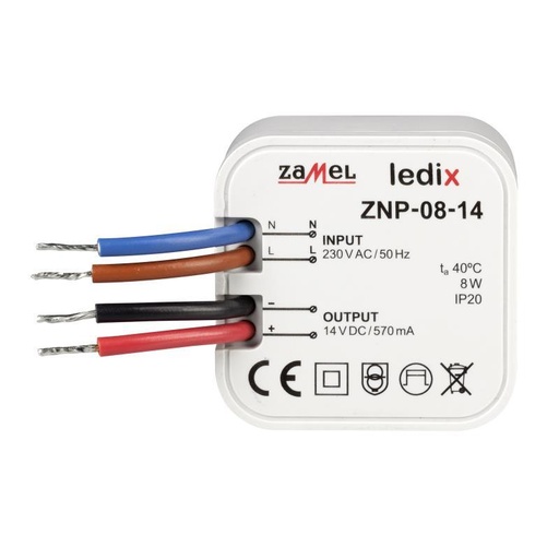 [ZMZNP0814] FUENTE DE ALIMENTACIÓN
 LED 14Vdc 8W PARA CAJA DE APARATO