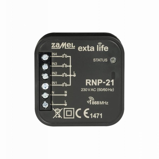 [ZMRNP21] TRANSMISOR 4 CANALES 230Vac EXTA LIFE PARA CAJA DE EQUIPOS