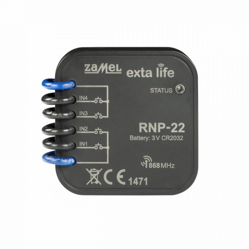 [ZMRNP22] TRANSMISSOR 4 CANAIS LIVRE POTENCIAL PARA CAIXA APARELHAGEM EXTA LIFE
