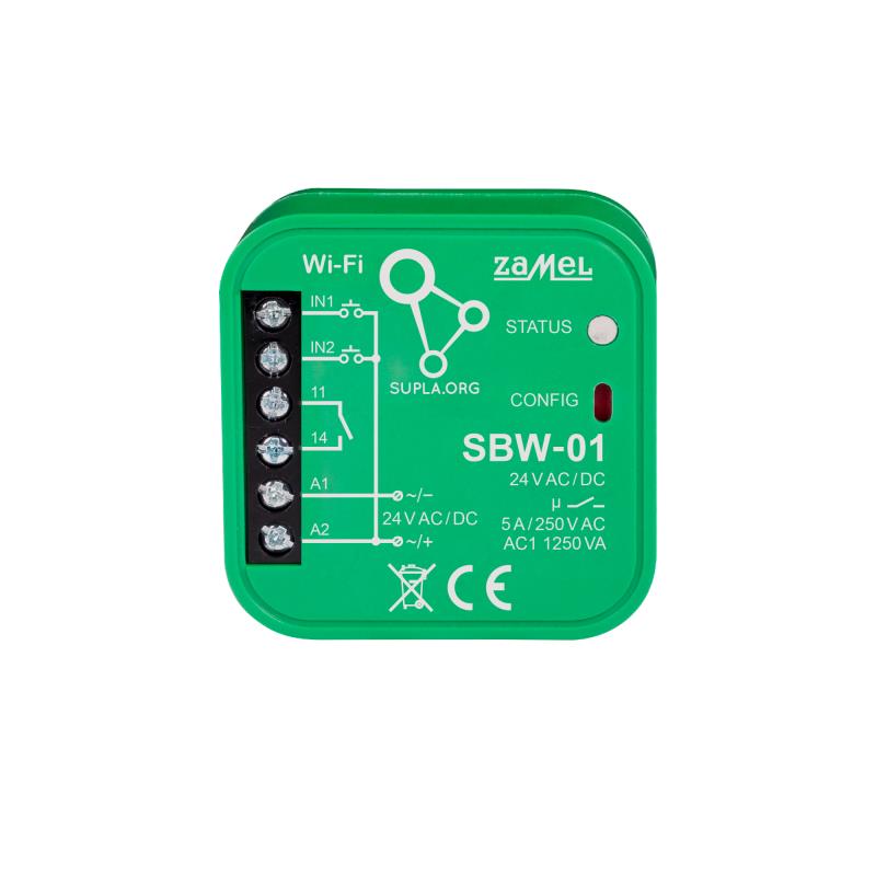 [ZMSBW01] RECETOR Wi-Fi AUTOMATISMO 1 CANAL SUPLA 24Vdc PARA CAIXA APARELHAGEM