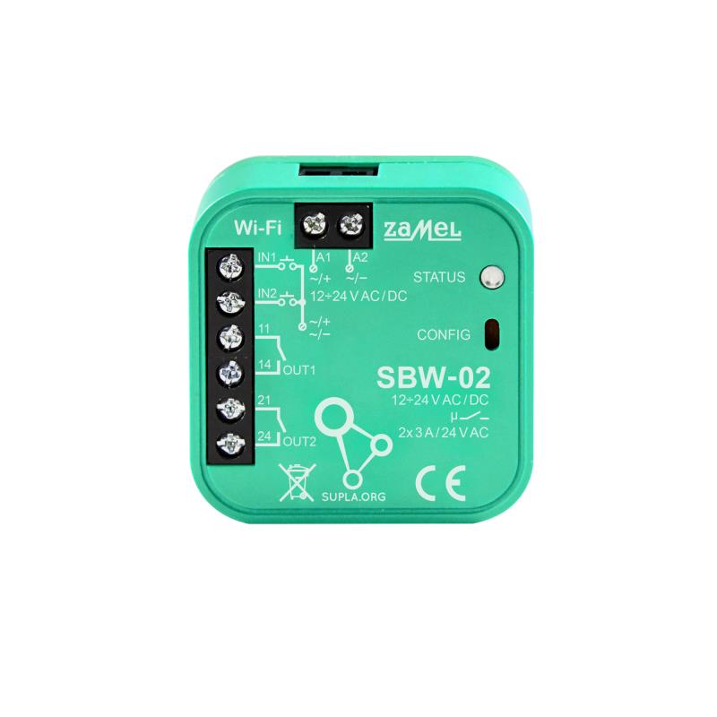 [ZMSBW02] RECEPTOR Wi-Fi AUTOMATISMO 2 CANAIS SUPLA 12-24Vdc/ac PARA CAIXA APARELHAGEM