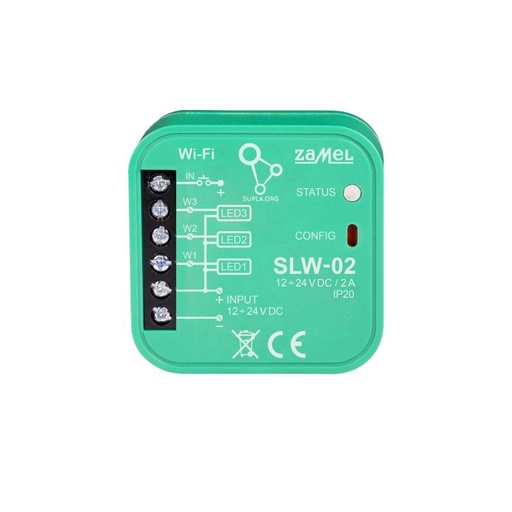[ZMSLW02] RECEPTOR/CONTROLADOR Wi-Fi 3xLED SUPLA 12-24Vdc 2A PARA CAJA DE EQUIPO