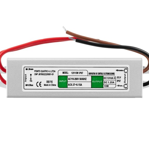 [ZMZAH1512] FONTE ALIMENTAÇÃO LED HERMÉTICA SLIM 12Vdc 15W IP67