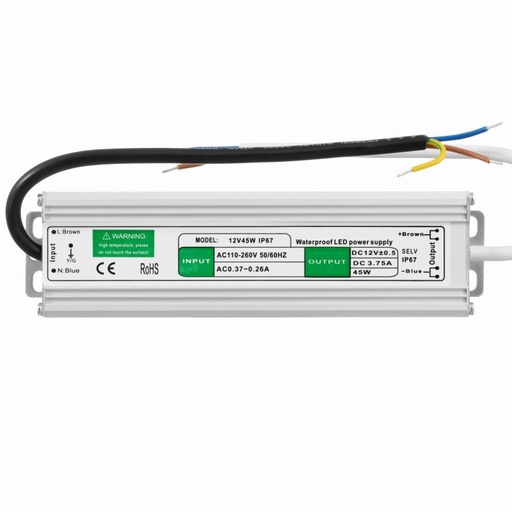 [ZMZAH4512] FONTE ALIMENTAÇÃO LED HERMÉTICA SLIM 12Vdc 45W IP67