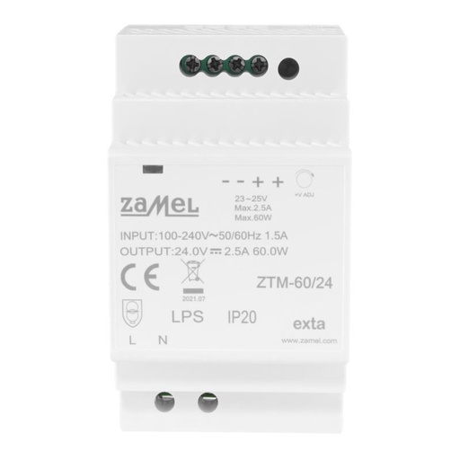 [ZMZTM6024] FUENTE ALIMENTACIÓN MODULAR IMPULSO 60W 24Vdc 2.5A
