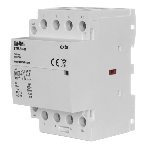 [ZMSTM6331] CONTACTOR MODULAR ELECTROMAGNÉTICO 63A 3xNA + 1xNC 230Vac