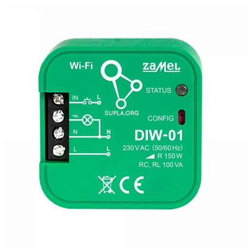 [ZMDIW01] RECEPTETOR Wi-Fi 1 CANAL REGULÁVEL/DIMMER SUPLA PARA CAJA DE EQUIPO