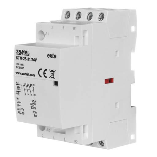 [ZMSTM253124V] CONTACTOR MODULAR ELECTROMAGNÉTICO 25A 3xNA + 1xNF 24Vac/dc