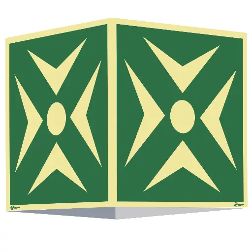 [PA0150A] SINAL PVC FOTOLUMINISCENTE 4 FACES PONTO ENCONTRO PANORÂMICO 400x400mm