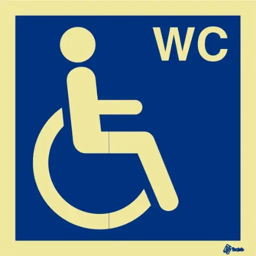 [IN0263] SINAL FOTOLUMINESCENTE WC MOBILIDADE REDUZIDA 150X150MM- ALUMÍNIO