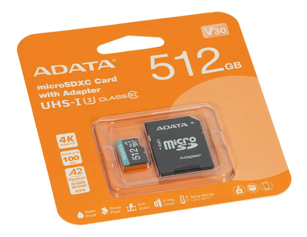 [DPM90380] TARJETA MICROSDXC 512GB ADATA UHS1 U3 V30 A2