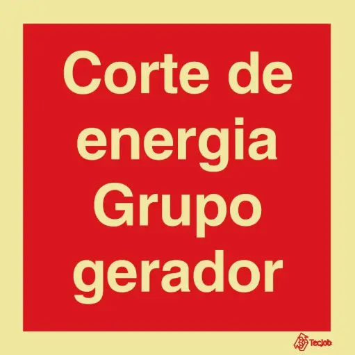 [I0522A] SINAL FOTOLUMINESCENTE CORTE ENERGIA GRUPO GERADOR 150x150mm