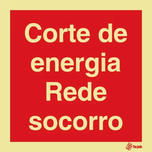 [I0525A] SINAL FOTOLUMINESCENTE CORTE ENERGIA REDE SOCORRO 150x150mm