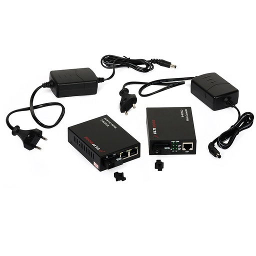 [DPL11542] 2x CONVERTIDOR ETHERNET MONOMODO M-407M-2 1xFIBRA SWITCH 2xPORTAS 20km