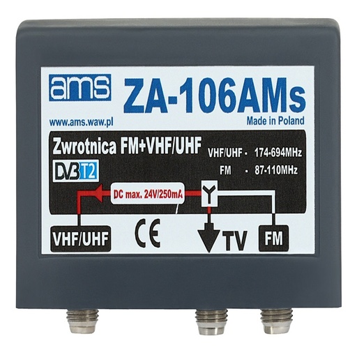 [DPC0345] ANTENA DIPLEXOR FM/(VHF+UHF) ZA-106AMs 75 Ohm CONECTOR F