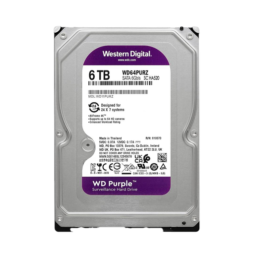 [WD64PURZ] DISCO DURO HDD WD PURPLE 6TB 256MB 3.5" SATA