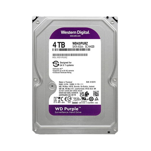 [UNV4000WD43PURZ] HDD DISCO RÍGIDO WD PURPLE 4TB 256MB 3.5" SATA