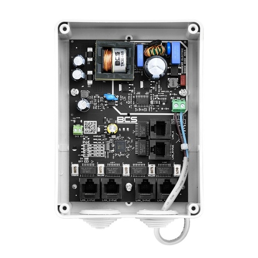 [BCS-IP5/E-S] FONTE ALIMENTAÇÃO PoE BCS 5PoE+1UPLINK 48Vdc IP55