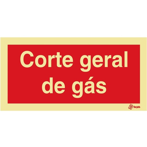 [I0596A] SINAL FOTOLUMINESCENTE CORTE GERAL GÁS 200x100mm