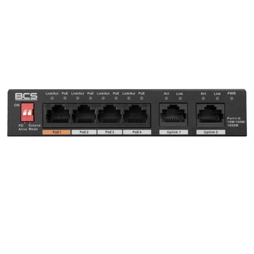 [BCS-L-SP04G02G(2)] SWITCH BCS LINE 4xPoE 1Gbps + 2xUPLINK 1Gbps 60W 802.3AF/AT